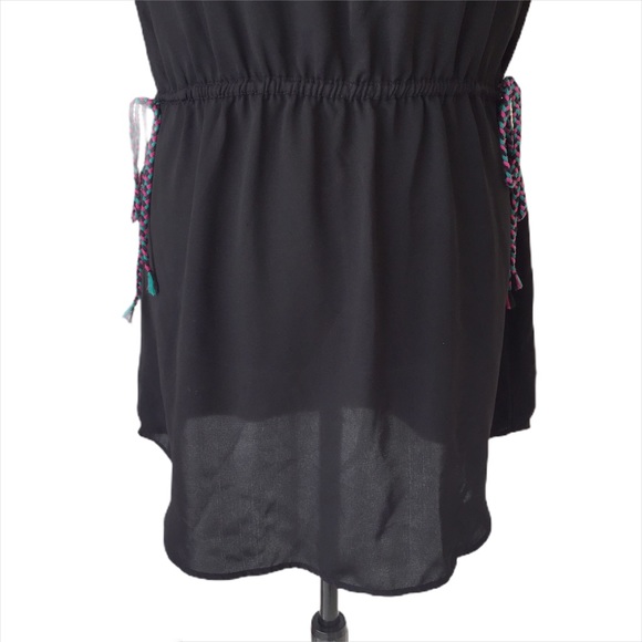 H&M Black Sheer Sequinned Shoulder Blouse, Size 6 - Picture 6 of 14